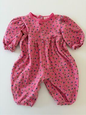 Vintage Carters Pink Garden Print Romper Baby Girl 9 Months 100% Cotton